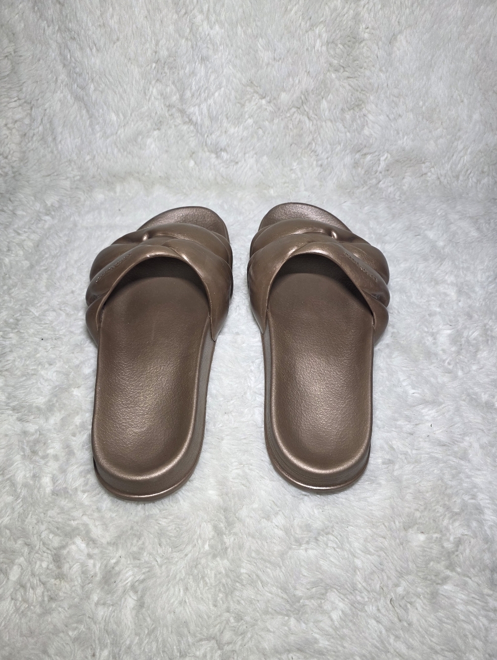 Lemon Jelly Sunny Metallic Bronze Braided Platform Slides Vegan Sandal US 10 41 - Picture 6 of 8